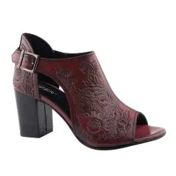 Roper Women's Hand Tooled Red Leather Sandal