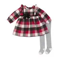 Mud Pie Buffalo Check Dress With Tights