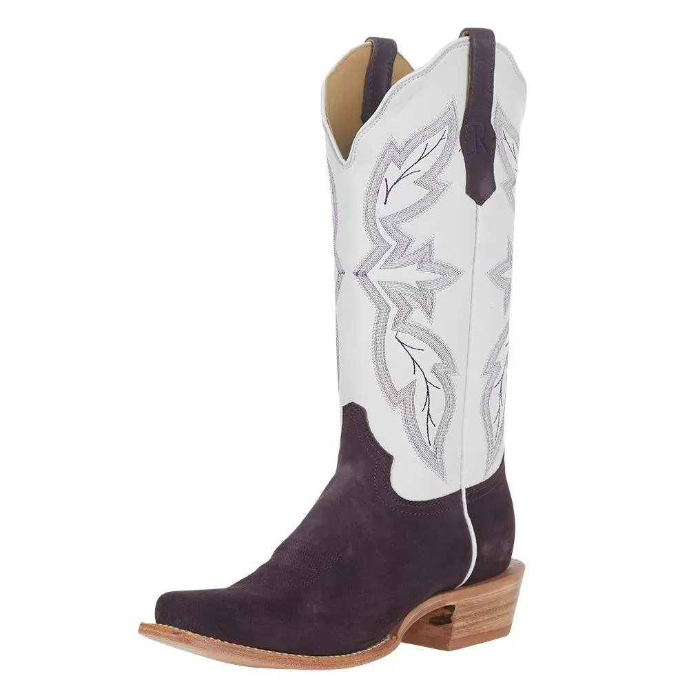 R Watson Boots R Womens Plum Roughout 13in White Top Boot 3 R Watson Boots R Womens Plum Roughout 13in White Top Boot