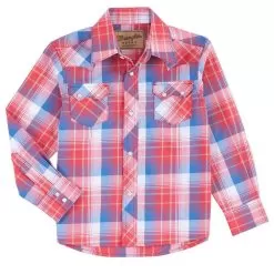 Wrangler Boys Retro Long Sleeve Shirt Red