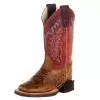 Old West Childrens Brown W/Red Shaft Square Toe Cowboy Boot -Western Cowboy Equipment Shop 156800 default l