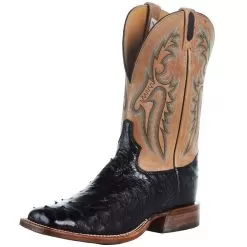 Tony Lama Men`s Black Full Quill 11in. Beige Top Boot