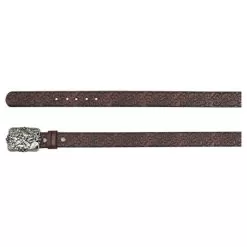 Women's Catchfly Embossed Pattern Belt With Crystal Filigree Buckle