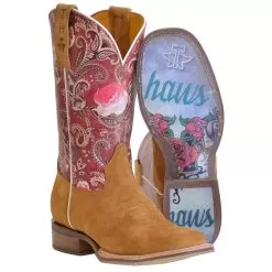 Tin Haul Footwear Women`s Rodeo Sweetheart Tan 11in. Boot