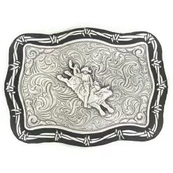 M&F Silver And Black Bull Rider Buckle