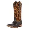 Ariat Women's Chocolate Caiman 12in. Leopard Top Cowgirl Boot -Western Cowboy Equipment Shop 159525 default l
