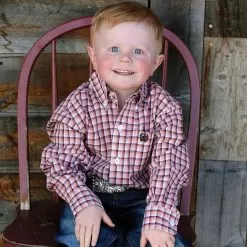 Cinch Toddler Pink Plaid Button Shirt