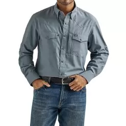 Wrangler Men's Performance Snap Long Sleeve Snap Shirt