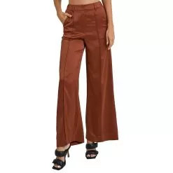 Glam Women's Mocha Wide Leg Trouser Pant