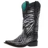 Corral Women`s White Black Zebra Print 11in. Top Boot