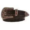 3-D Ladies 1 1/2in Brown Floral Belt With Bronze Studs