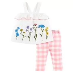 Mud Pie Flower Embroidered Tunic And Legging Set