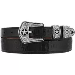 Tony Lama Men's Black Croc Print Western Belt