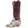 Anderson Bean Women's AB Rattlesnake 13 In Sangria Kidskin Top Cutter Toe Cowgirl Boot