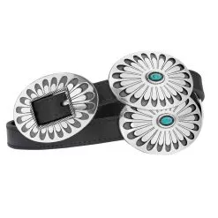 Women 3/4 Black Blackbird Concho Belt