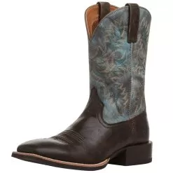 Ariat Men's Sport Latigo Chocolate Brown 11in Stone Blue Top