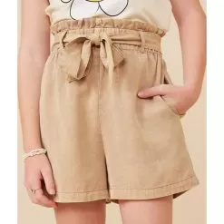 Hayden Girl's Taupe Paper Bag Shorts