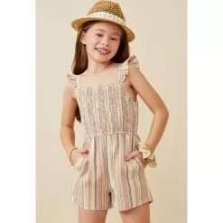 Hayden Girl's Stripe Ruffle Romper