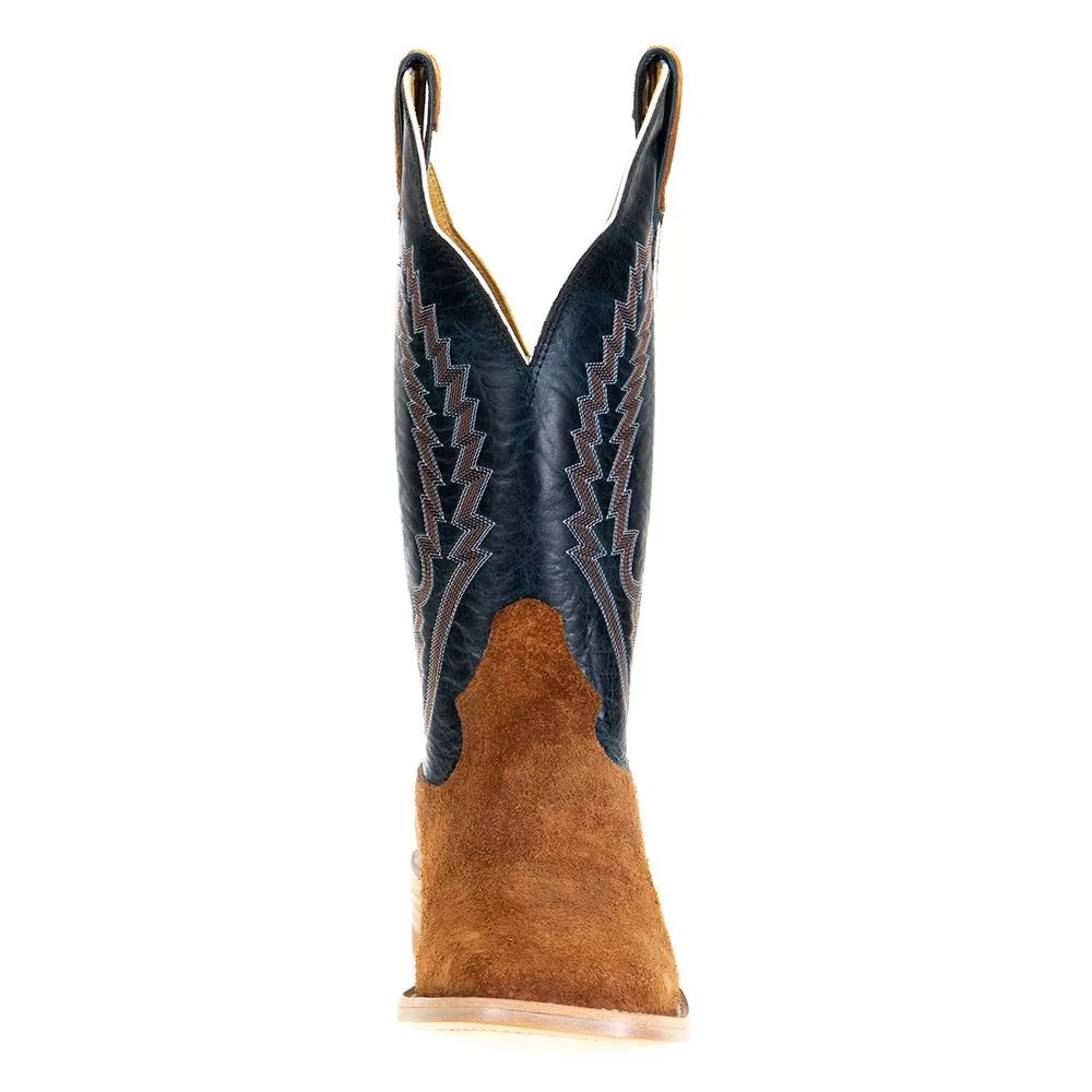 Hondo Enterprises Inc Men's Cognac Roughout Pull Up 13in. Blue Toe Square Toe Cowboy Boot 4 Hondo Enterprises Inc Men's Cognac Roughout Pull Up 13in. Blue Toe Square Toe Cowboy Boot - Image 2