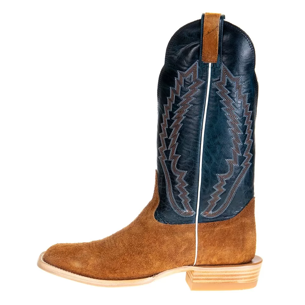 Hondo Enterprises Inc Men's Cognac Roughout Pull Up 13in. Blue Toe Square Toe Cowboy Boot 5 Hondo Enterprises Inc Men's Cognac Roughout Pull Up 13in. Blue Toe Square Toe Cowboy Boot - Image 3