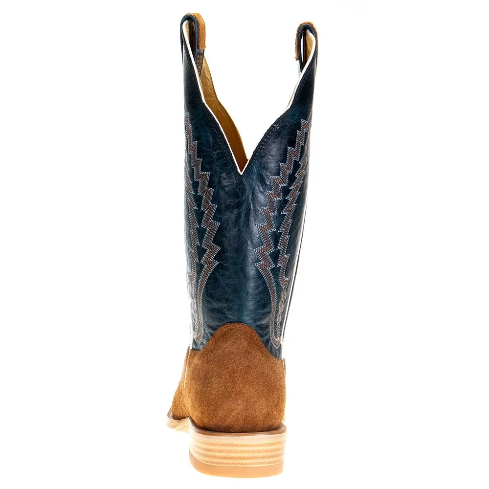 Hondo Enterprises Inc Men's Cognac Roughout Pull Up 13in. Blue Toe Square Toe Cowboy Boot 6 Hondo Enterprises Inc Men's Cognac Roughout Pull Up 13in. Blue Toe Square Toe Cowboy Boot - Image 4