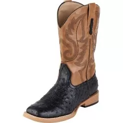 Roper Footwear Kid's Black Ostrich Print Cowboy Boots