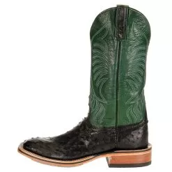 Rios Of Mercedes Men's Anderson Bean Ride Ready Black Full Quill Ostrich 13in. Jade Navajo Top Cowboy Boot -Western Cowboy Equipment Shop 323500 2