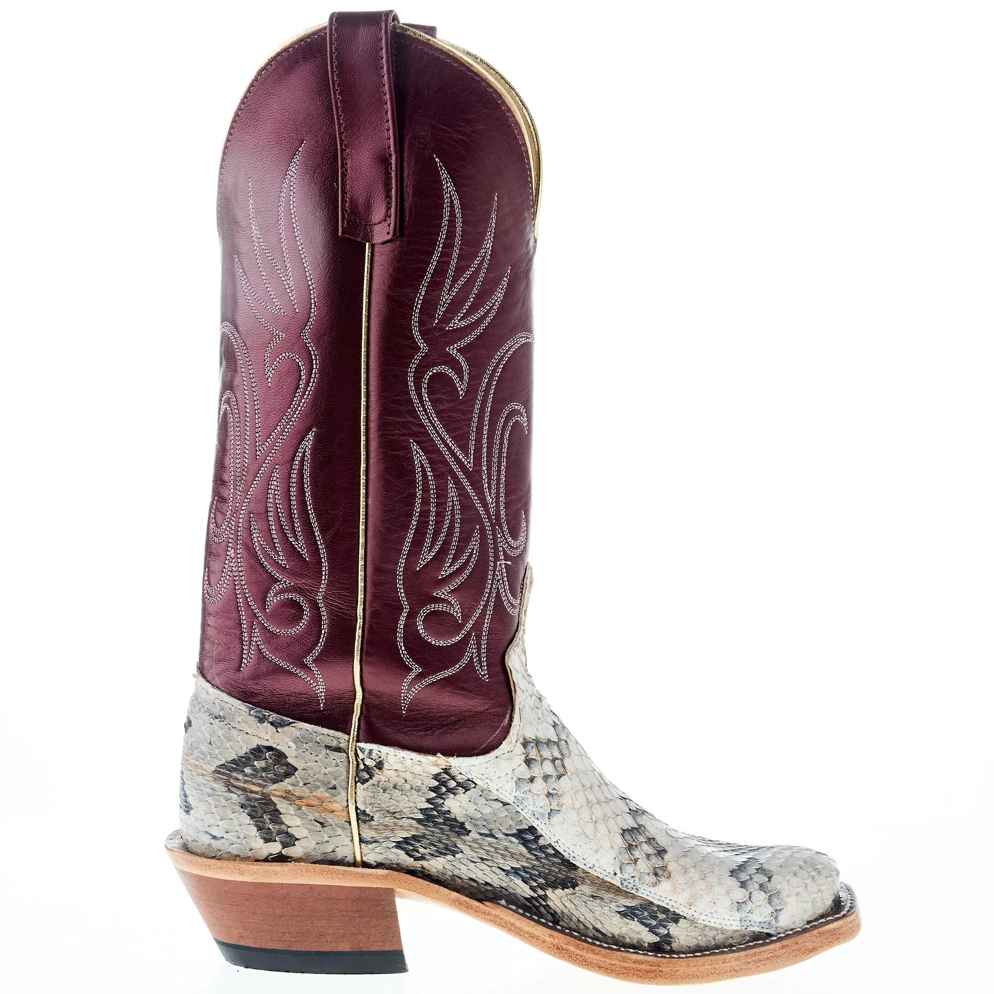 Anderson Bean Women's AB Rattlesnake 13 In Sangria Kidskin Top Cutter Toe Cowgirl Boot 7 Anderson Bean Women's AB Rattlesnake 13 In Sangria Kidskin Top Cutter Toe Cowgirl Boot - Image 5