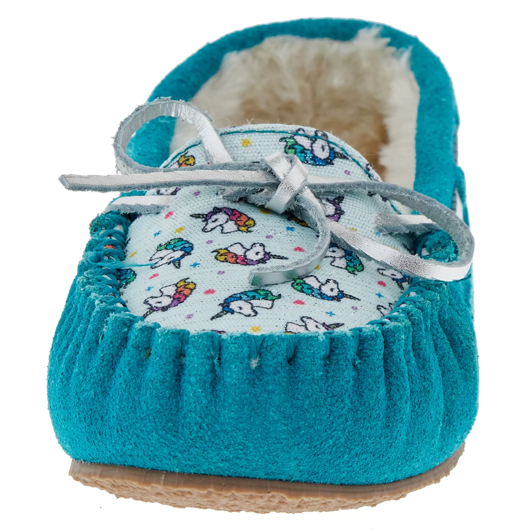 Minnetonka Kids Cassie Turquoise Unicorn Slipper 4 Minnetonka Kids Cassie Turquoise Unicorn Slipper - Image 2