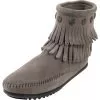 Minnetonka Grey Double Fringe Side Zip Boot-6in Top -Western Cowboy Equipment Shop 60250 default l