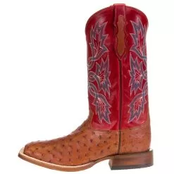 Men's Tony Lama Royston Brandy Full Quill Ostrich 13in. Red Top Cowboy Boots -Western Cowboy Equipment Shop 6042 2