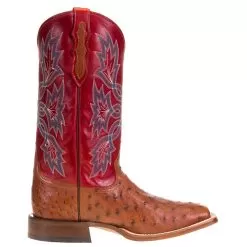 Men's Tony Lama Royston Brandy Full Quill Ostrich 13in. Red Top Cowboy Boots -Western Cowboy Equipment Shop 6042 4