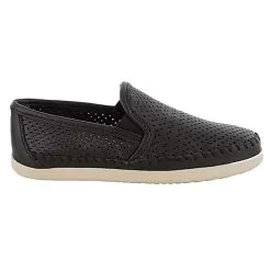 Minnetonka Women's Minnetonka Pacific Black Leather Perforated Slip On -Western Cowboy Equipment Shop 670P 31