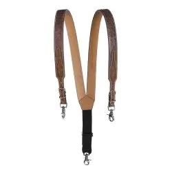 Men's M&F Western Gallus Ostrich Print Tan Suspenders