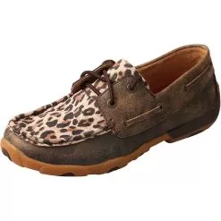 Twisted X Women's Distressed Leopard Bomber Boat Shoes