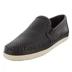Minnetonka Women's Minnetonka Pacific Black Leather Perforated Slip On