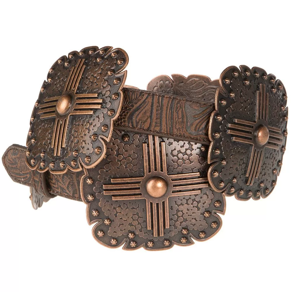 Ladies Angel Ranch 1in. Brown Cross Concho Belt 3 Ladies Angel Ranch 1in. Brown Cross Concho Belt