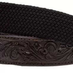 Gem Dandy Accessories Mens Black Stretch Belt W/Tooled Ends -Western Cowboy Equipment Shop 9547500 2