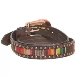 Ladies 1.5in. Serape Brown Leather Belt With Copper Studs -Western Cowboy Equipment Shop A1526097 2