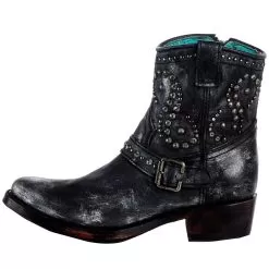 Corral Women's Black Harness Studs Ankle Boot Round Toe -Western Cowboy Equipment Shop A3611 03