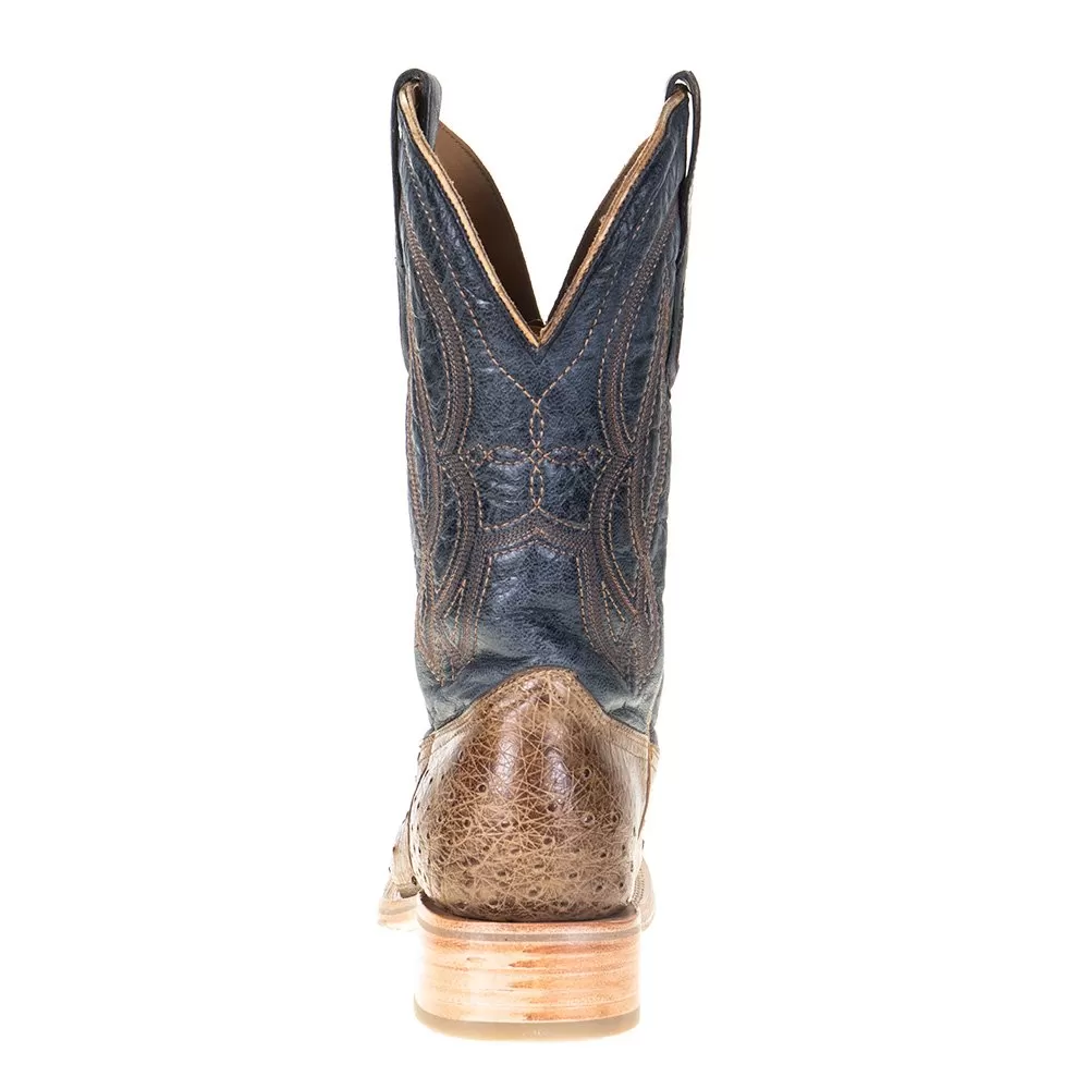 Corral Men's Corral Rodeo Performance Tan Orix FQ Ostrich 12in. Navy Embroidery Top Square Toe 6 Corral Men's Corral Rodeo Performance Tan Orix FQ Ostrich 12in. Navy Embroidery Top Square Toe - Image 4