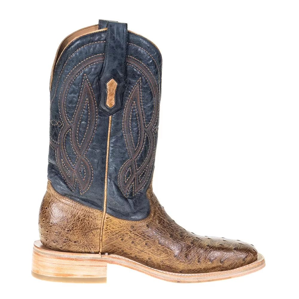 Corral Men's Corral Rodeo Performance Tan Orix FQ Ostrich 12in. Navy Embroidery Top Square Toe 7 Corral Men's Corral Rodeo Performance Tan Orix FQ Ostrich 12in. Navy Embroidery Top Square Toe - Image 5