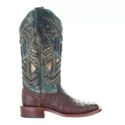 Corral Women`s Brown/Turq FQ Ostrich 13 Turq Top -Western Cowboy Equipment Shop A4059 5