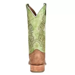 Corral Men's Corral Sand Cowhide 13in. Green Embroidered Top Square Toe Boot -Western Cowboy Equipment Shop A4227 2
