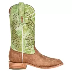 Corral Men's Corral Sand Cowhide 13in. Green Embroidered Top Square Toe Boot -Western Cowboy Equipment Shop A4227 3