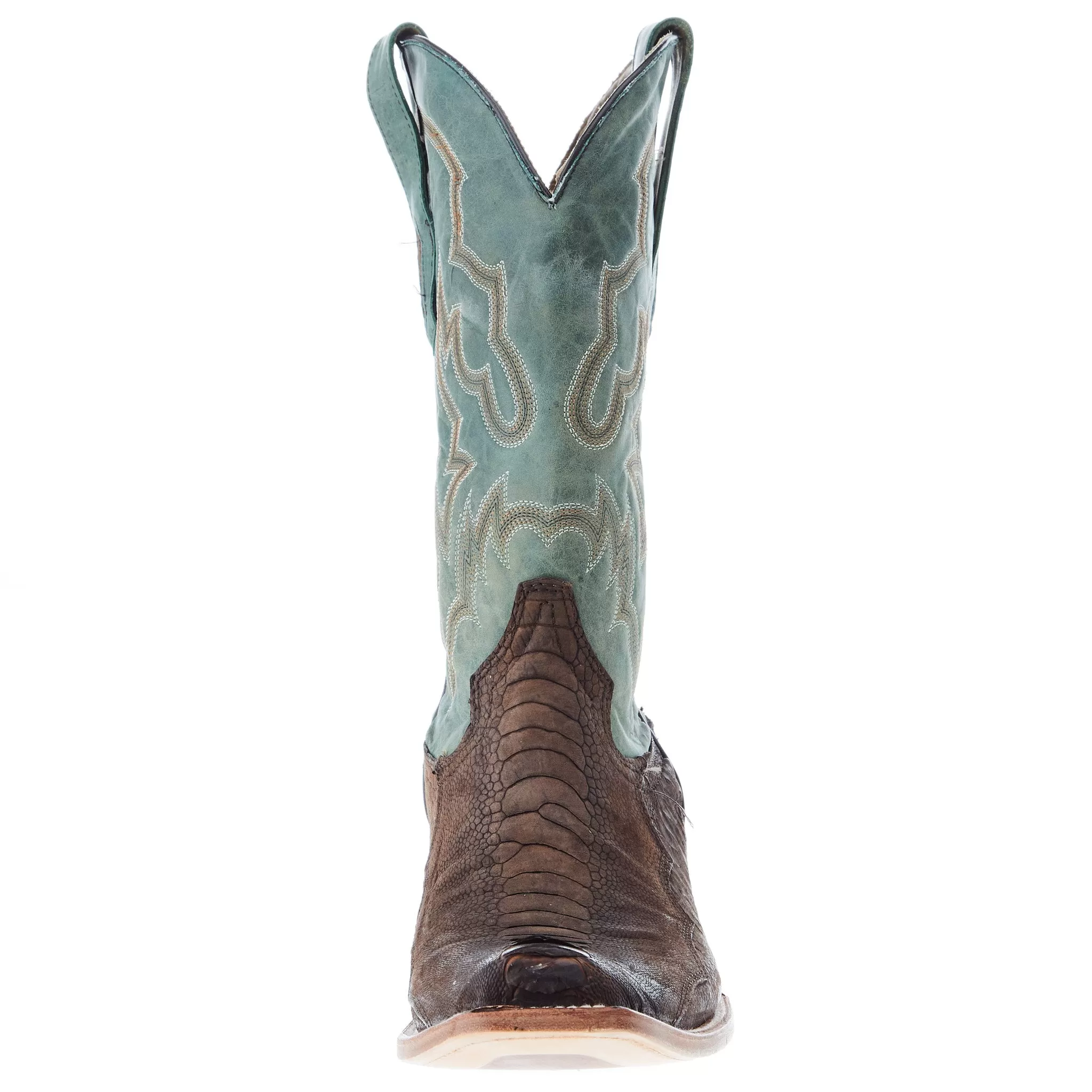 Corral Men`s Brown Ostrich Leg 12` Green Embroidery Top Sq Toe Boot 4 Corral Men`s Brown Ostrich Leg 12` Green Embroidery Top Sq Toe Boot - Image 2