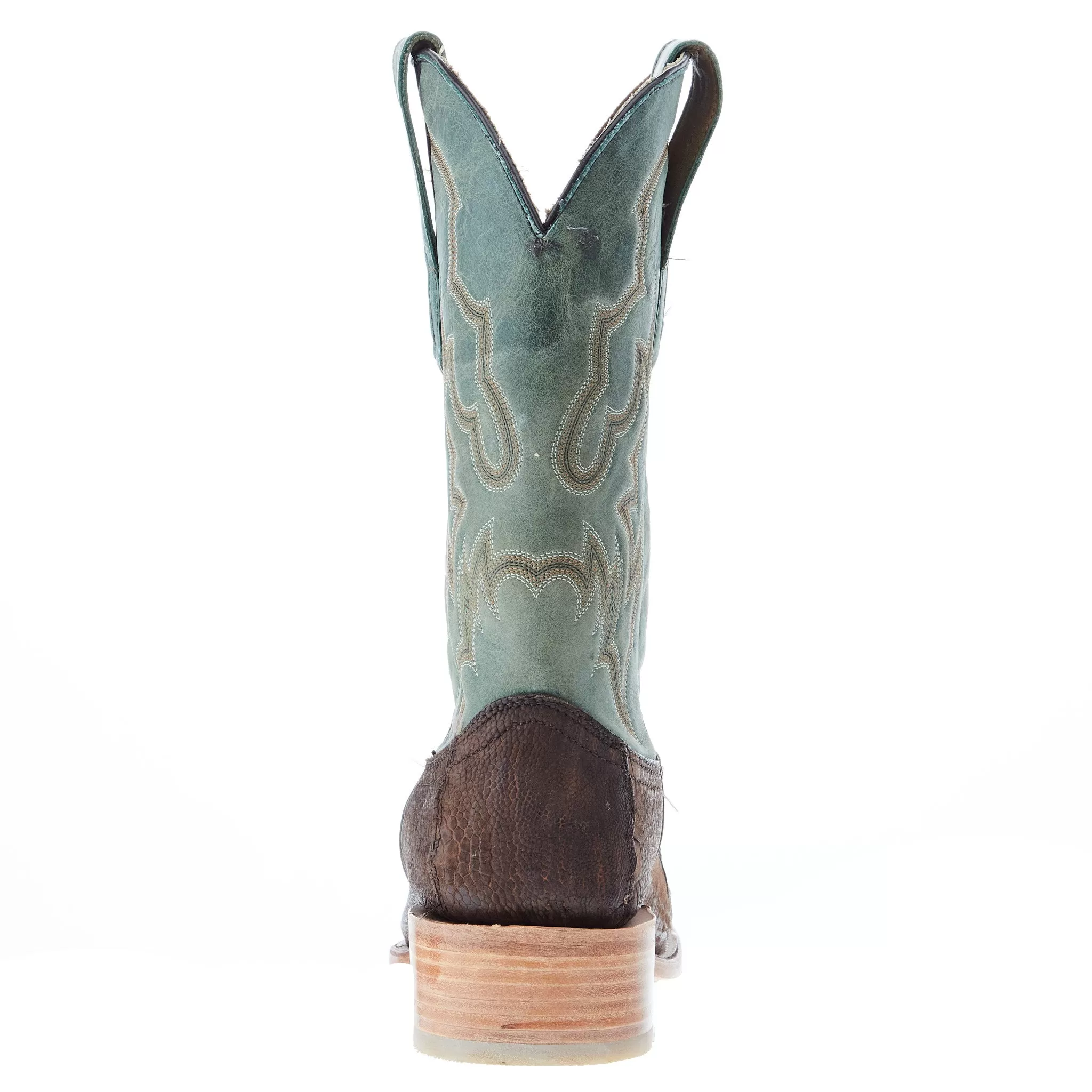 Corral Men`s Brown Ostrich Leg 12` Green Embroidery Top Sq Toe Boot 6 Corral Men`s Brown Ostrich Leg 12` Green Embroidery Top Sq Toe Boot - Image 4