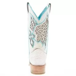 Corral Women's White Inlay Turquoise Embroidery 12 In Top Square Toe Boot -Western Cowboy Equipment Shop A4334 04