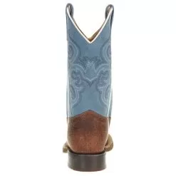 Old West Youth Brown Bull Hide Sky Blue Suede Shaft Cowboy Boot -Western Cowboy Equipment Shop BCS1944 31