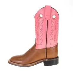 Old West Childrens Tan Canyon Pink Top Square Toe Boot -Western Cowboy Equipment Shop BSC1839 PG 60 7667
